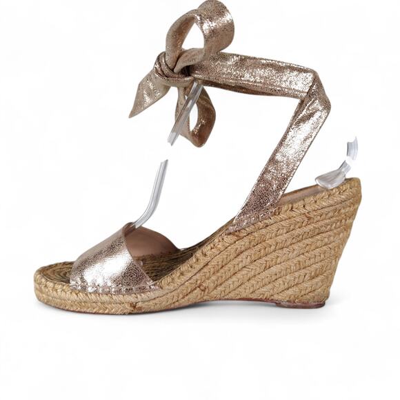 Loeffler Randall Harper Gold Metallic Leather Wedge Espadrilles 9.5B Brazil - Picture 9 of 16